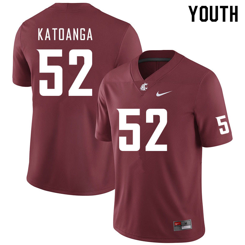 Youth #52 Rocky Katoanga Washington State Cougars College Football Jerseys Sale-Crimson
